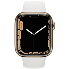 Apple Watch Series 7 45mm Gold Stainless Steel Refurbished | 4G with White Sport Band | 1-year Warranty | Accessories