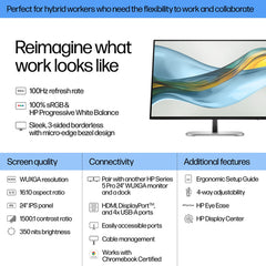 HP S5 Pro 524pn Refurbished | 24" IPS WUXGA Monitor | 1920x1200 | HDMI/DP/VESA | 12M Warranty