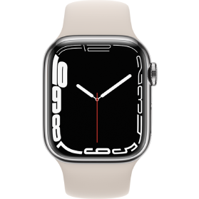 Apple Watch Series 7 45mm Refurbished | RVS Zilver 4G | Wit Sportbandje | 1 Jaar Garantie | Accessoires