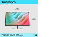 HP E27k G5 27" 4K IPS USB-C Monitor Black Refurbished | 3840x2160 | HA | TI | SW | PI | HDMI | DP | USB-C | RJ45 | VESA | 12M Warranty