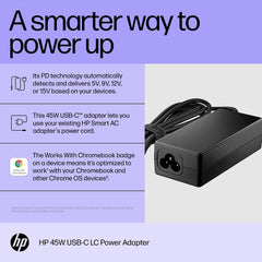 HP 45W USB-C LC Power Adapter ChromeBook x360 11 G1 EE Refurbished | USB-C | 12M Garantie